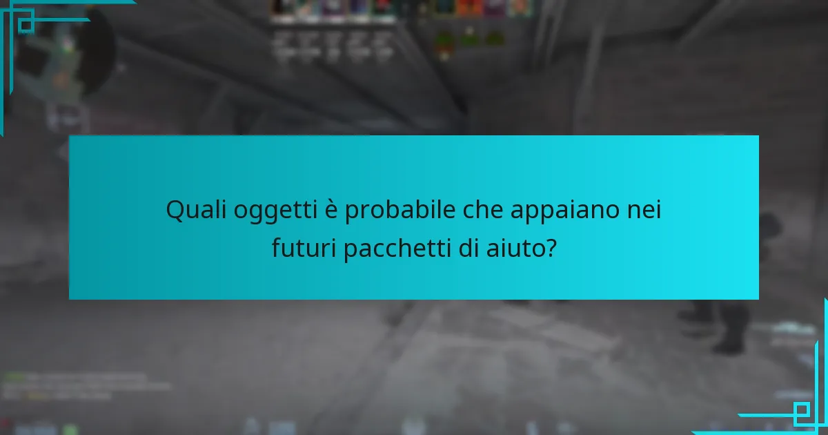 Quali oggetti è probabile che appaiano nei futuri pacchetti di aiuto?